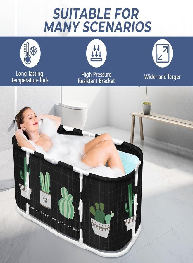 Valajogi Portable Foldable Bathtub Soaking for Adults Freestanding Bathtubs Hot Bath Tub Ice Family Bathroom SPA Adult-Spa & Baths Home Relaxation Use Compact Easy to Store (Cractus Design) - Image 3